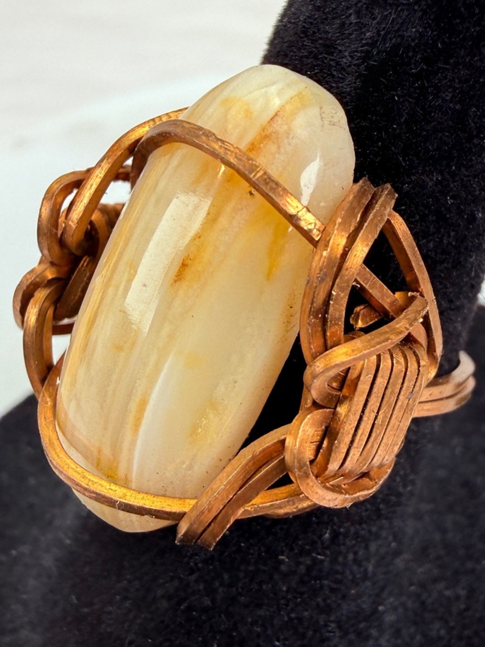 Vintage Artisan Copper Tone Wire Wrapped Statement Ring Size 6.25